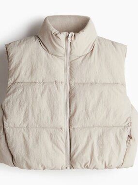 Women's Light Taupe Cropped Puffer Vest - H&M